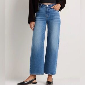 Quince - Comfort Stretch High Rise Cropped Wide Leg Jeans-28/Dark Wash / 29